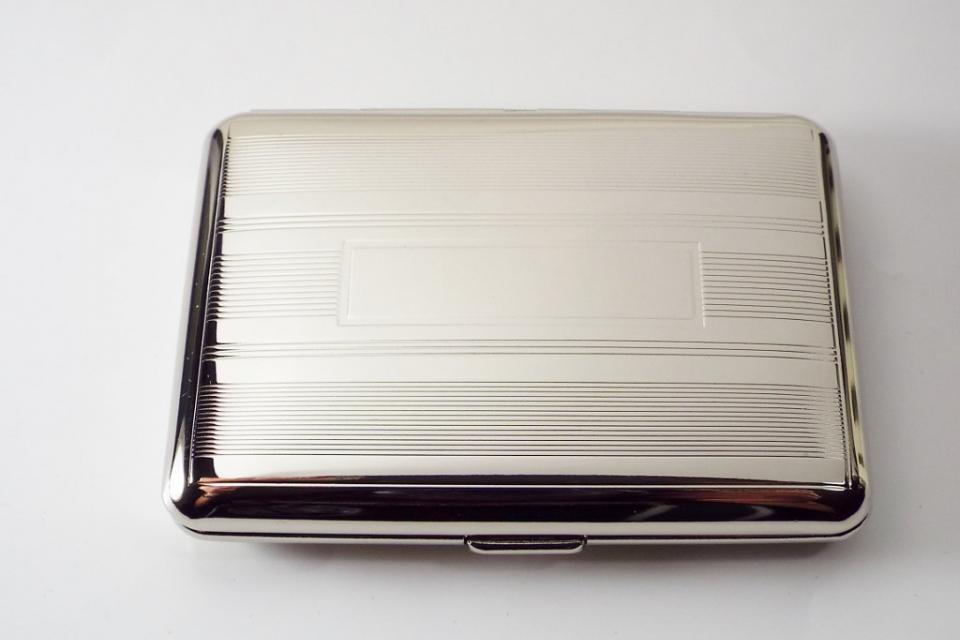 Custom Engraved Business Card Case Personalized Double Sided Linear Design or Kings Cigarette Case -Hand Engraved