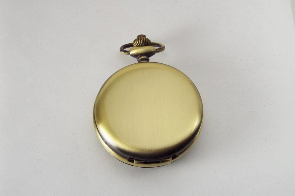 Pocket Watch Custom Engraved Bronze Finish Fancy Cutout Cover Personalized Mechanical Double Dust Cover Wind Up - Hand Engraved