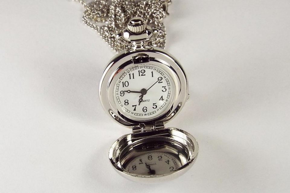 Personalized Pendant Watch Flower Design Custom Engraved Necklace Watch  - Hand Engraved