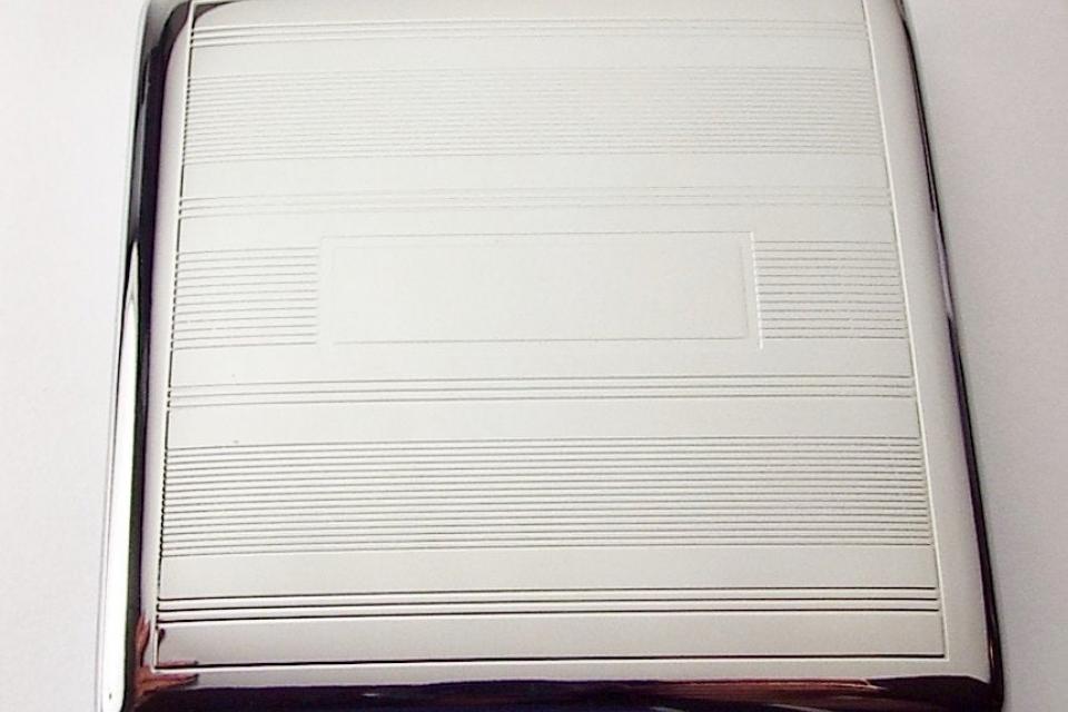 Custom Engraved Personalized Cigarette Case Double Sided Linear Design Kings Case -Hand Engraved