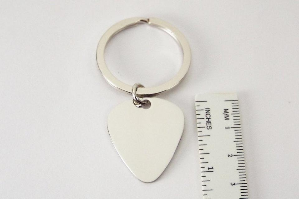 Custom Engraved Personalized High Polish Guitar Pick Key chain - Hand Engraved