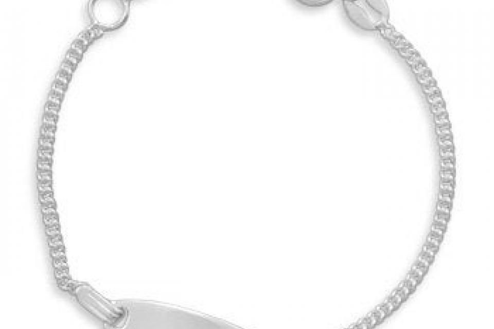 Custom Engraved Personalized Petite 5 to 5.5 Inch Childs Sterling Silver Cable Chain ID Bracelet - Hand Engraved