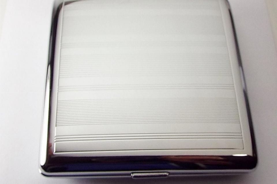 Custom Engraved Personalized Cigarette Case Double Sided Linear Design Kings Case -Hand Engraved