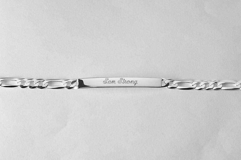 Custom Engraved Personalized Sterling Silver Lightweight 7 Inch Slim ID Bracelet - Hand Engraved