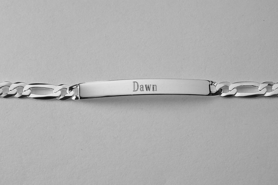 Custom Engraved Personalized Sterling Silver Lightweight 7 Inch Slim ID Bracelet - Hand Engraved