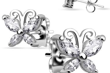 Sterling Silver Butterfly Earrings with Sparkling CZ Accents 