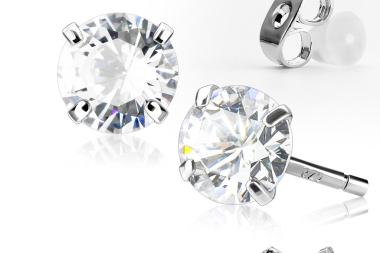 Classic Round CZ Stud Sterling Silver Post Earrings 