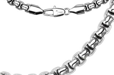 Stainless Steel Designer Chain Necklace 24 Inch Length Rounded Box Link