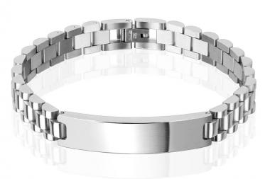 Custom Engraved Fancy Link ID Bracelet Personalized 8.25 Inch Solid Stainless Steel ID Bracelet  - Hand Engraved