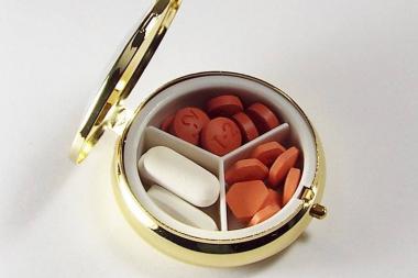 Engraved Personalized Pill Box Two Tone Round Three Compartment  -Hand Engraved