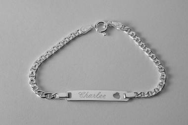 Custom Engraved ID Bracelet Personalized Sterling Silver 6 Inch Childs Size Anchor Link ID Bracelet - Hand Engraved