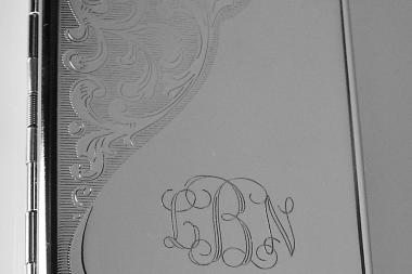 Custom Engraved Personalized Double Sided 100s Cigarette Case with Scroll Accent  -Hand Engraved