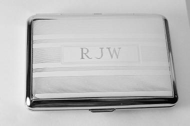 Custom Engraved Business Card Case Personalized Double Sided Linear Design or Kings Cigarette Case  -Hand Engraved