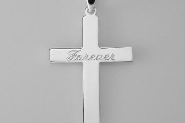 Personalized Custom Engraved Solid Sterling Silver Cross Pendant - Hand Engraved