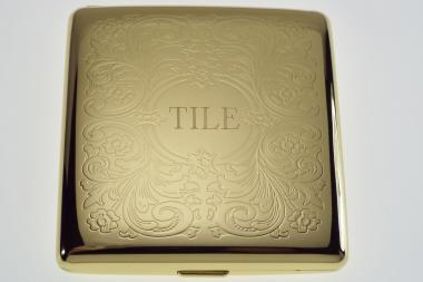 Personalized Golden Kings Cigarette Case Custom Engraved Double Sided Scroll Design  -Hand Engraved