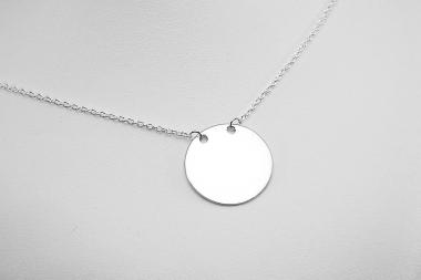 Monogram Necklace Sterling Silver Custom Engraved Personalized 7/8 Inch Round Disc with Adjustable Length Chain - Hand Engraved