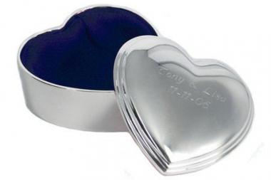 Jewelry Box Custom Engraved Personalized Silver Heart Shape Jewelry Box - Hand Engraved
