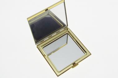 Personalized Compact Mirror Square Two Tone Gold Plated with Silver Top Engraved Purse Mirror  - Hand Engraved