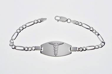 Custom Engraved Personalized Sterling Silver Medic Alert Bracelet 7.5 Inch Length- Hand Engraved