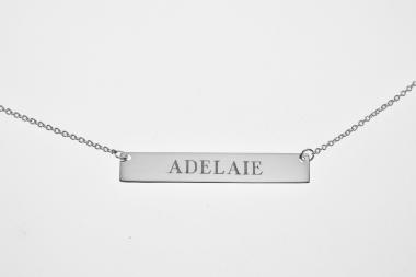 Personalized Thin Bar Name Necklace Custom Engraved Sterling Silver - Hand Engraved