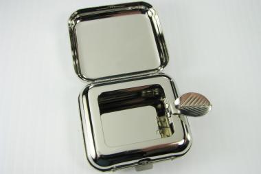 Custom Engraved Personalized High Polish Silver Portable Pocket Ashtray -Hand Engraved