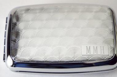 Pill Box Custom Engraved Personalized Spirals Design Silver Pill Box -Hand Engraved